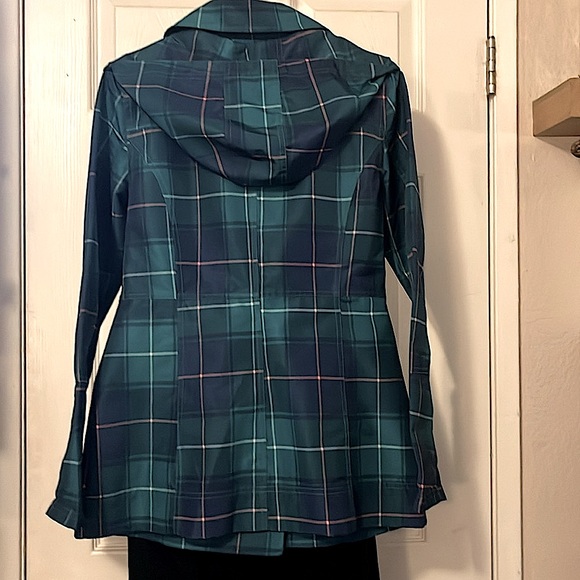 Hurley Lightweight Double Breasted Plaid Mid Length Trench Coat Sz M - Picture 5 of 12